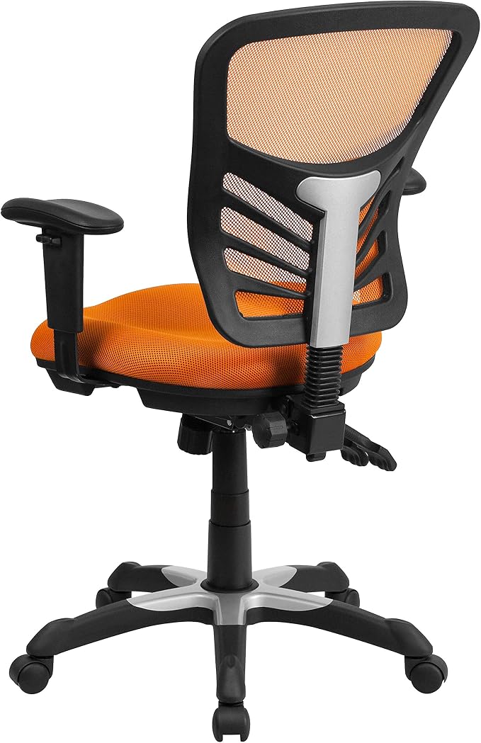 Flash Furniture Nicholas Mid-Back Swivel Office and Gaming Chair, Ergonomic Mesh Office Chair with Adjustable Lumbar Support and Height, Orange