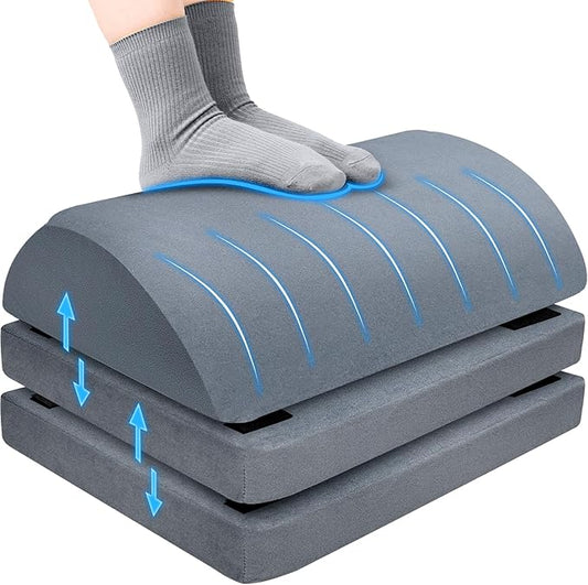 Foot Rest for Under Desk at Work with 3 Adjustable Heights Foam Under Desk Footrest with Washable Cover,Foot Stools for Office,Home and Car,Grey