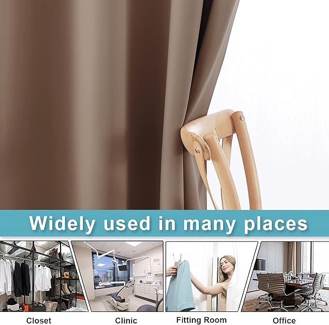 RYB HOME Extra Wide Curtains for Divider Room Separation Soundproof Temporary Door Curtains for Bedroom Closet Office Home Theatre Garage Living Room Drop Cloth, W 120 x L 84 inches, Cappuccino