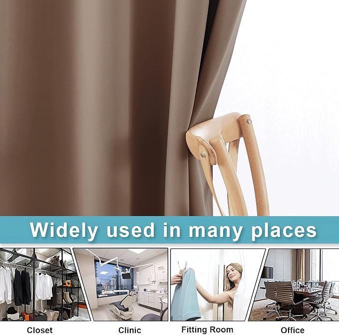 RYB HOME Extra Wide Curtains Room Divider, Privacy Partition Blackout Thermal Efficiency Curtain Backdrop for Dorm Apartment Studio Storage, W 10ft x L 9ft, Cappuccino, 1 Panel