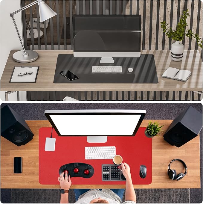 PATIKIL Desk Mat, 31x15 Non-Slip, Waterproof PU Leather Desk Protector Cover, Dual Sided for Office, Home, Study - Purple
