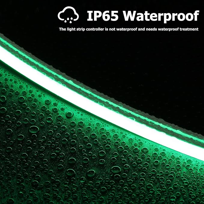 Neon Rope Lights, 16.4ft Rope Lights with Dimmable Remote and Adapter, Waterproof Flexible Smart Led Strip Lights for Bedroom, Super Bright, DIY Neon Sign, Indoors Outdoors Wall Decor, Green