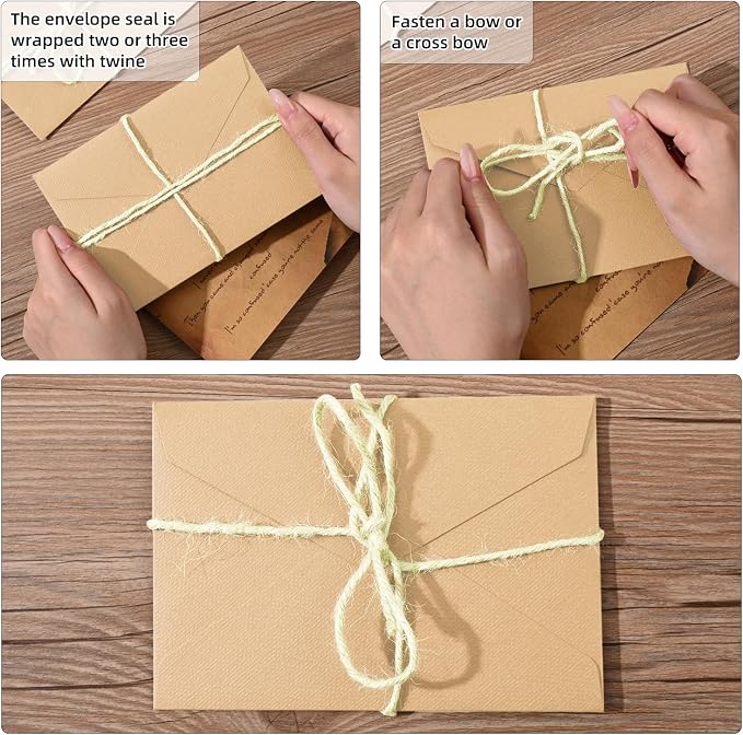 48 Pieces Stationery Set with Envelopes (24 Kraft Paper Sheets + 12 Linen Texture Envelopes+12 Wax Seal Stickers), Stationery Letter Writing Paper Set for Love Letters and Party Invitations (Yellow)