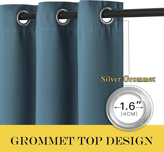 NICETOWN Room Divider Curtain 132 Inches Long, Wide Blackout Sliding Door Curtain for Bedroom, Room Darkening Privacy Window Curtain for Patio Door (1 Panel Set, Smoky Blue, 80 x 132 Inch)