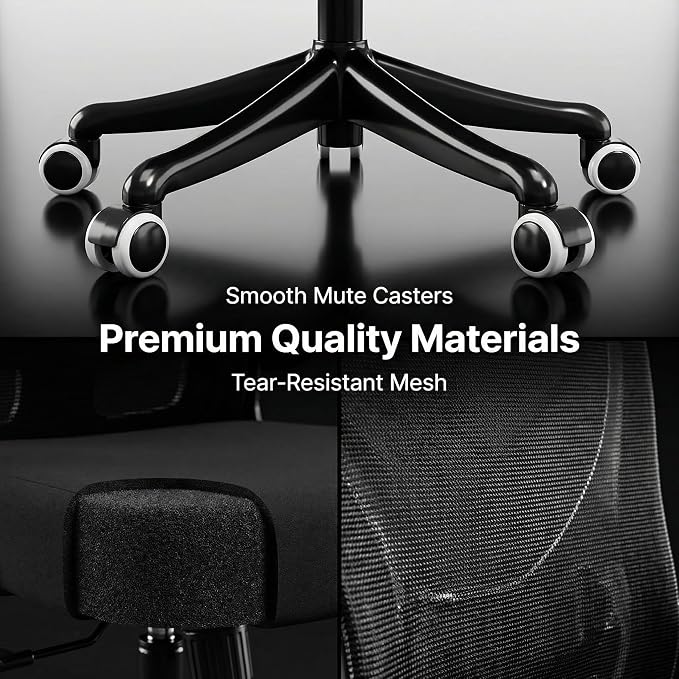 Monhey Office Chair Ergonomic Desk Chair with Lumbar Support&Headrest&Flip-up Arms Height Adjustable Rocking Swivel High Back Computer Chair Warm Taupe Mesh Study Chair (09black)