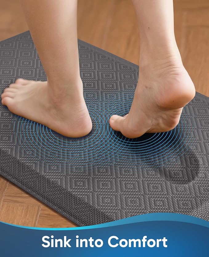 Ophanie Kitchen Mats for Floor,3/4 inch Thick,20x48 Anti Fatigue Cushioned Mat with 99+ Pairs of Anti-Slip Bottom Ridges,Kitchen Rugs,Waterproof,Comfort Ergonomic Standing Mat for Office,Home,Sink