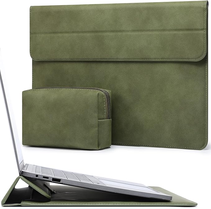 HYZUO 15 Inch Laptop Case Bag Sleeve with Stand for MacBook Air 15 M5 M4 A3241 M3 A3114 M2 A2941 2026-2023, 15" Surface Laptop 7/6/5/4/3, MacBook Pro 15 A1990 A1707 2019-2016, Olive Green