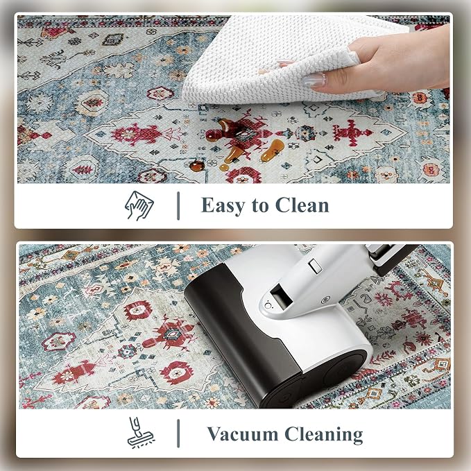 Collive Boho Kitchen Rugs and Mats 2PCS Cushioned Anti-Fatigue Floor Mat, Waterproof Kitchen Rug Set of 2 Non-Skid Comfort Standing Mat for Kitchen,Home,Office,Sink,Laundry,17.3"x29"+17.3"x59"