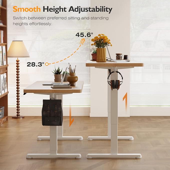 Monomi 59 inch Electric Standing Desk with Memory Preset, Adjustable Height Standing Desk for Home Office & Gaming, Large Computer Desk with Anti-Collision, Natural