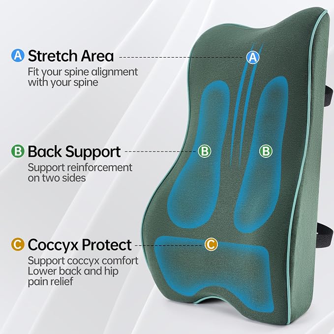 Soft Comfortable Memory Lumbar Support Pillow Back Cushion for Offic