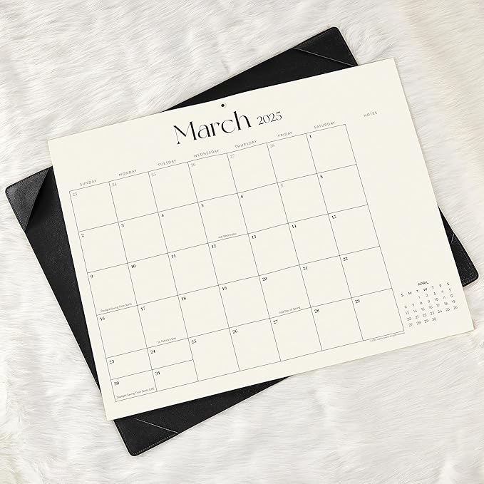 Simplified Desk Calendar 2026 with Desktop Mat, Cabbrix Large Desk Pad Calendar 21" x 16-1/2" Including January 2026 to December 2026, Desk Blotter Calendar 2026 for Home School and Office (Black)