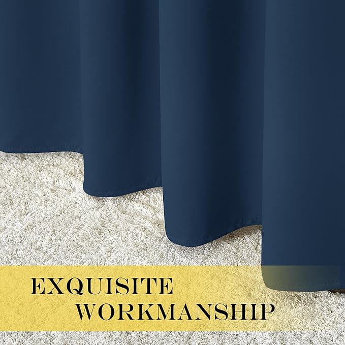 NICETOWN Blackout Room Divider Curtains for Sliding Glass Doors 102 Inches Long 1 Panel, Extra Wide Curtains for Doorway Patio Bedroom Living Room (Moroccan Blue, 80Wx102L, 1 Panel)