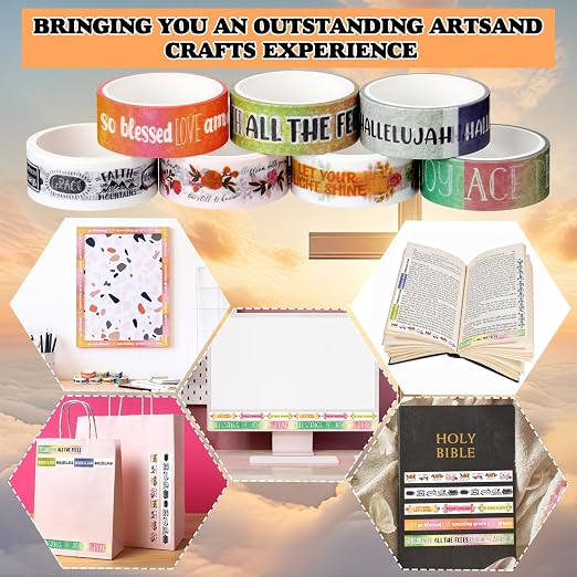 24 Rolls Back to School Christian Washi Tape Gifts Bulk Graduation VBS Religious Scripture Vintage Bible Verse Washi Tape for Bible Journaling Crafting Students BibleStudy Stationery