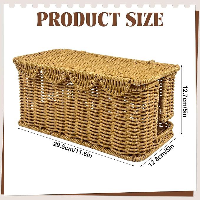 Scalloped Edge Handmade Cable Management Box, Elegant Plastic Rattan Cable Organizer, 2 Open Slots Sturdy Cord Hider Box, Under Desk Cord Organizer for Home TV Wires Computer Router USB Hub Strips