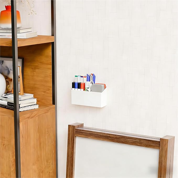 Yieach Magnetic Dry Erase Marker Holder for Whiteboard,Expo,Refrigerator,Fridge,Non Slip Magnet Pencil Holder,Wall Mounted Acrlic Pen Holder with Adhesive,Classroom and Locker Magnetic Organizer,White