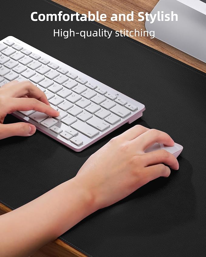 Large Leather Desk Mat 48"x23" - Double-Sided Office Desk Pad Protector | Spillproof & Non-Slip | Reversible Blotter for Keyboard, Mouse | Fits Desktop Mat Home Office Accessories (Black)