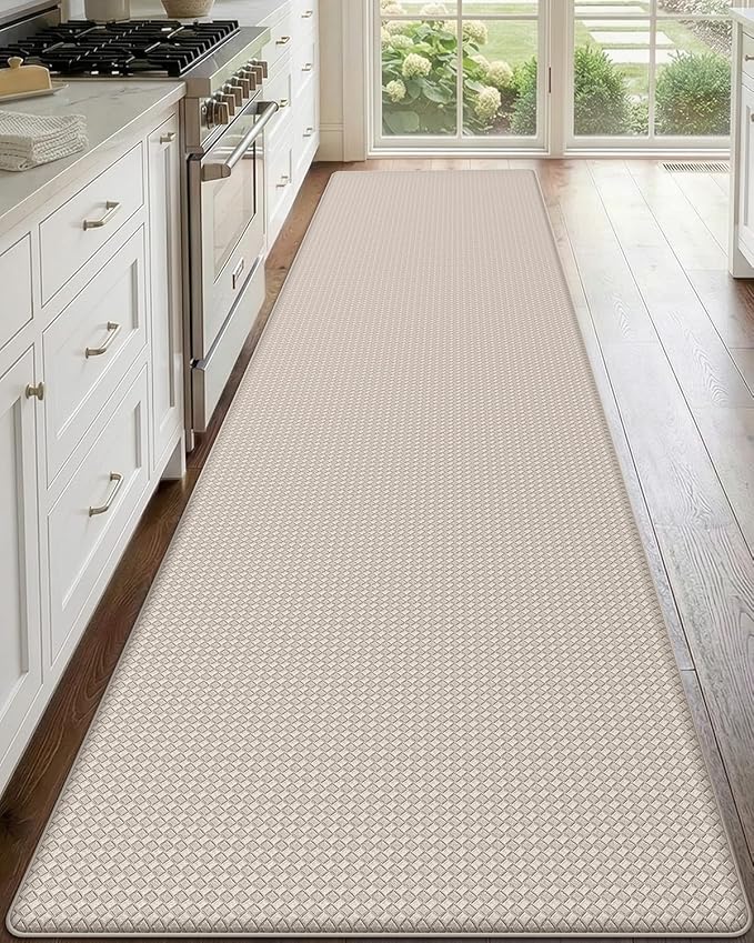 DEXI Kitchen Floor Mats Cushioned Anti Fatigue, 2x9 Long Standing Runner Rug Waterproof, Comfort Memory Foam Padded for Front Sink Laundry, Beige