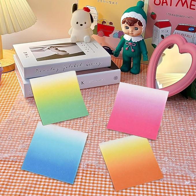 Transparent Sticky Notes,Clear Sticky Notes,3x3 in Gradient 4 Color Waterproof Tabs in 4,Office Message Note Paper 200 Sheets