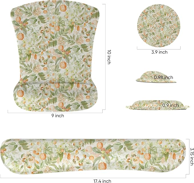 RICHEN Mouse Pad and Keyboard Wrist Rest, 3-in-1 Computer Mousepad and Coaster Set, Non-Slip Keyboard Wrist Rest and Mouse Pad Set Ergonomic Design (FKMWR-53)