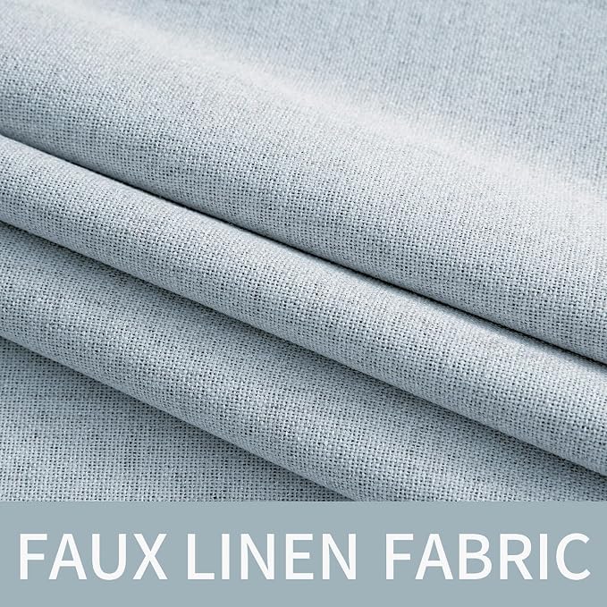MIULEE 90 Inches Linen Textured Curtains for Bedroom 100% Blackout Thermal Insulated Chambray Blue Grommet Room Darkening Curtains & Drapes Luxury Decor for Living Room 52 x 90 Inch (2 Panels)