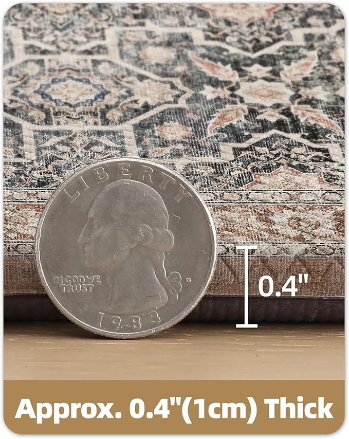 Color&Geometry Kitchen Floor Mat 24x59 Faded Vintage Anti Fatigue, Black | 0.4in Cushion Standing Mat For Cooking/Working/Laundry, Boho Decor, Non Slip PVC Kitchen Rug, Oil/Water Proof, Anti Slip