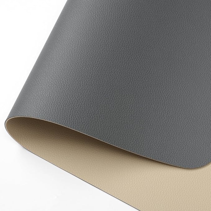Dual Sided Desk Pad Faux Leather Desk Mat Large Mouse Pad | Desk Pad Protector Non-Slip Waterproof Desk Mouse Pad for Writing Desk, Office, Home(Gray Beige 23.6"X13")