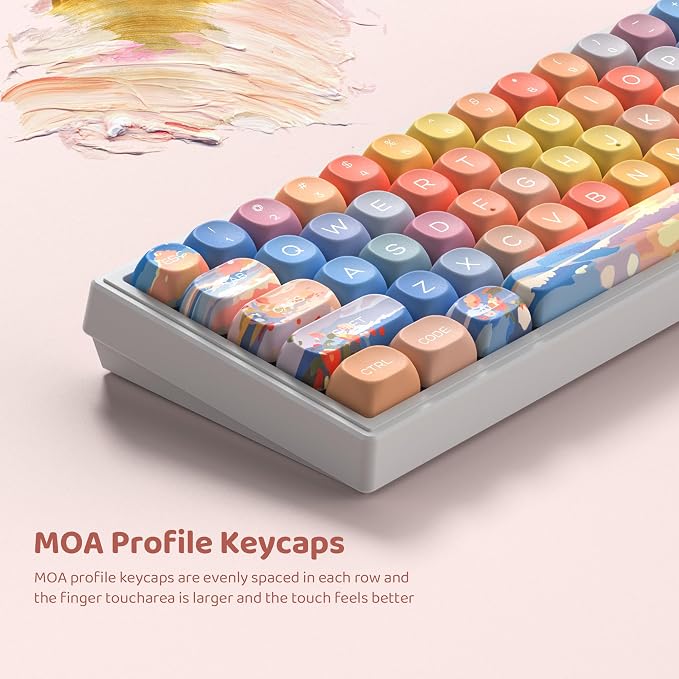 dagaladoo Cute PBT Keycaps Set,Sunset MOA Profile keycaps 60 75 100 Percent,Dye-Sub 134-key Custom Keyboard Keycap for 100% 75% 65% 60% TKL US Layout Mechanical Keyboard