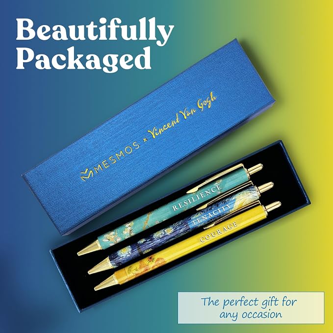 MESMOS Van Gogh Fancy Pens Gift Set, End of Year Teacher Appreciation Gifts for Women & Men, Thank You Gift Pen Sets for Coworkers, Inspirational Journal Pens, Starry Night Luxury Pen for Teachers