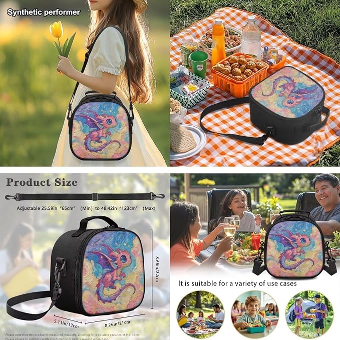 Pink Dragon Cute Backpacks for School Girl with Lunch Box, Starry Night Graphic 17 Inch Bookbag with Lunch Bag 4PCS Set, Elementary School Bag for Kids Age 6-8 Back to School