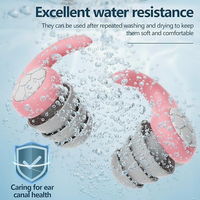 Noise Cancelling Ear Plugs for Sleeping - Pink Comfortable Reusable Silicone Earplugs for Sleep 24dB Noise Reduction Snoring and Studying Travel Concerts Hearing Protection with 3Tips and Storage Box