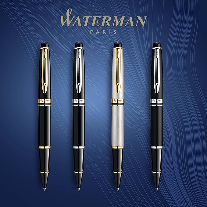 Waterman Expert Rollerball Pen, Gloss Black with 23k Gold Trim, Fine Point, Black Ink, Luxury Pen in Gift Box, Great Gift for Coworker