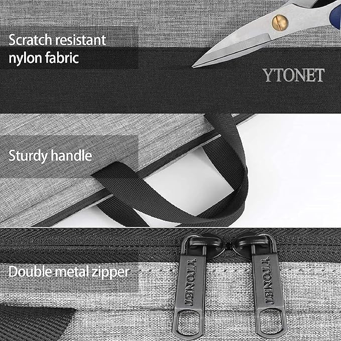 Ytonet Laptop Sleeve Case 17 17.3 Inch, Slim Water Resistant TSA Laptop Bag with Handle Protective Computer Carrying Case Compatible with MacBook Pro, HP, Dell, Lenovo, Asus 16–17 Inch Notebooks, Grey