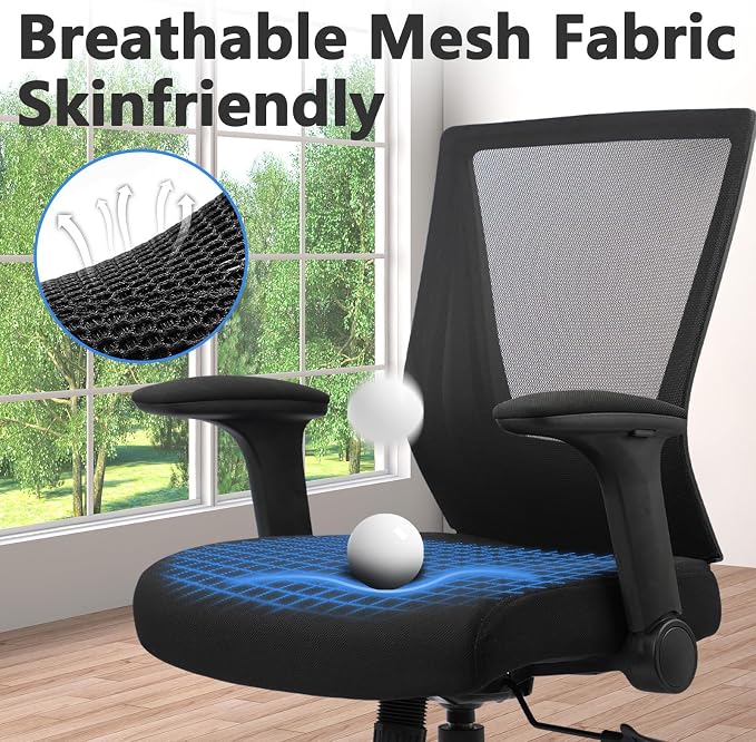 CLATINA Big and Tall Office Chair - Extra Wide Thick Seat, Heavy Duty High Back Executive Desk Chair with Adjustable Armrests, Ergonomic Mesh Computer Chair for Home Office Conference, 500LBS, 12 Pack