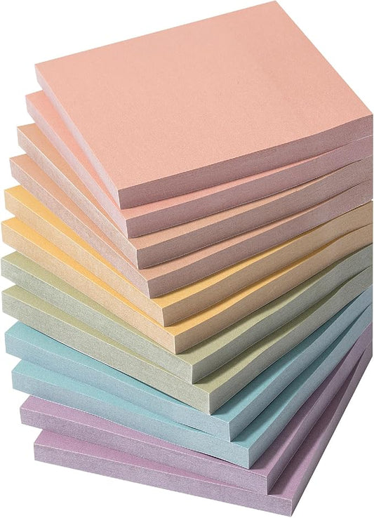 Mr. Pen- Sticky Notes, 3”x3”, 12 Pads, Pastel Colors Sticky Notes Bulk, Self-Stick Note Pads, Stocky Notes for Bible Journaling