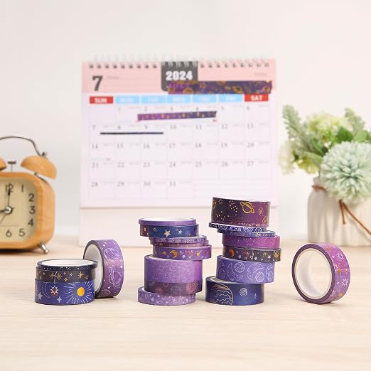 Mr. Pen- Washi Tape Set, 21 Rolls, Assorted Sizes, 5.5 Yards/Roll | Washi Tape for Scrapbook, Arts, Crafts, Journals and Planners, Outer Space Design
