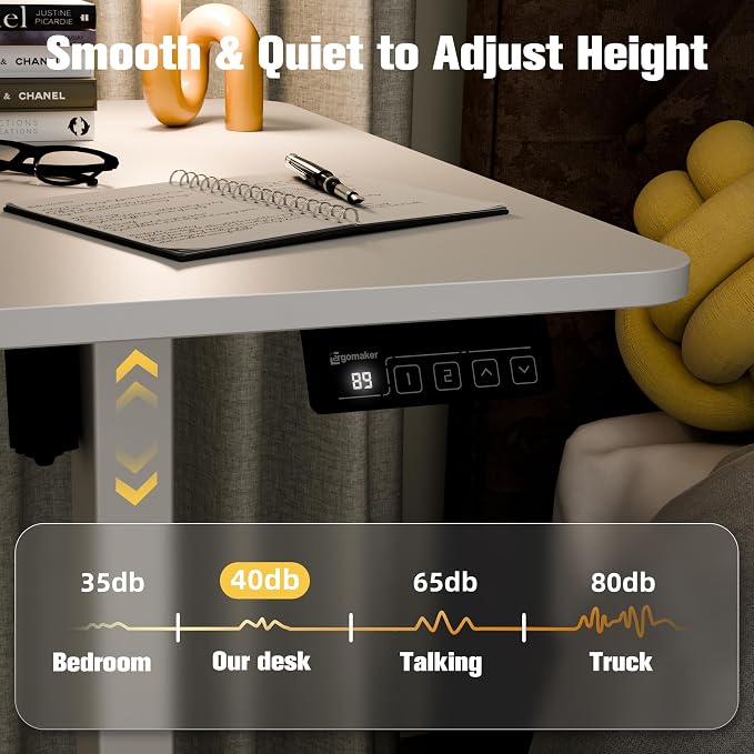 ERGOMAKER 55"x24" Standing Desk, Height Adjustable Sit-Stand Office, White | Electric Adjustable Standing Desk, Sit to Stand Computer Office Desk with Splice Board, Memory Preset, Lifts 28.7''-46.5"