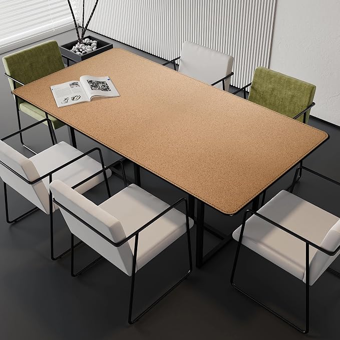 MAIDERN Leather Desk Mat Large XL, 67” x 35.4” Reversible Office Desk Pad Mat, Cork & Leather Large Mouse pad for Desk, Waterproof Computer Desk Mat for Gaming Home Office (Black)
