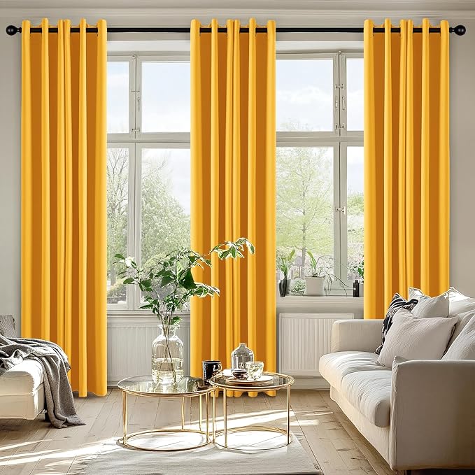 MIULEE Blackout Curtains for Bedroom Living Room 2 Panels, Thermal Insulated Room Darkening Drapes Grommet Noise Reducing Light Blocking Window Treatments 72 Inches Long 40x72 Inch Yellow