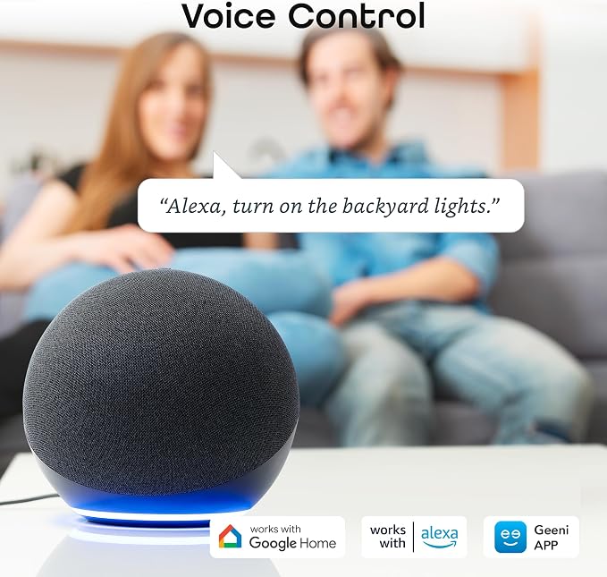Geeni Outdoor Duo Wi-Fi Smart Plug, Weatherproof Dual Socket, Wireless Remote Control, Works with Alexa & Google Home, 2 Outlets