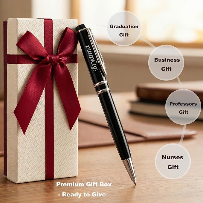 Yastar Personalized Ballpoint Pens - Fancy Pens Engraved with Your different Names Logo or Message, Phone Number Black ink Perfect for Souvenir Gift, Colleague, Friends 3 Pens/set