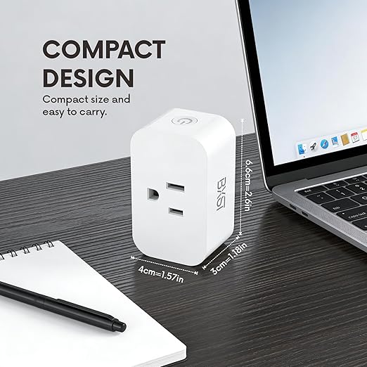 BXST Smart Plug, WiFi Smart Plugs Work with Alexa and Google Home, 15A/1800W Max, Smart Outlet Timer with APP Remote Control, Voice Control, 2.4GHz Wi-Fi, No Hub Required, CE FCC Listed, 1 Pack, White