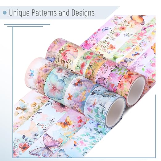 Mr. Pen- Washi Tape Set, 20 Rolls, Assorted Sizes, 4.37 Yards/Roll | Washi Tape for Scrapbook, Arts, Crafts, Journals and Planners, Watercolor Butterfly Design