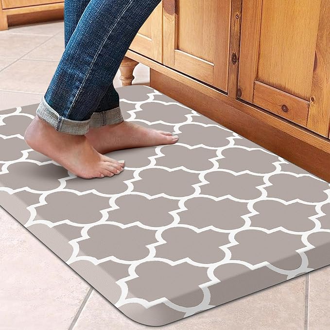 WISELIFE Kitchen Runner Rugs Anti-Fatigue mats,17.3"x 28",Non Slip Waterproof Ergonomic Comfort Mat for Kitchen, Floor Home, Office, Sink, Laundry,Khaki