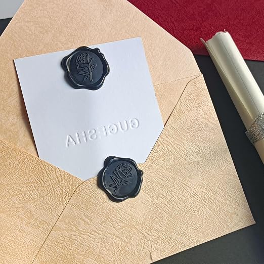 50 Pcs Black Wax Seal Stickers - Rose Style, Self Adhesive Wax Seal for Wedding Invitation, Good Adhesion, Black Rose Envelope Seals Stickers Perfect for Wedding Invitation, Scrapbooking
