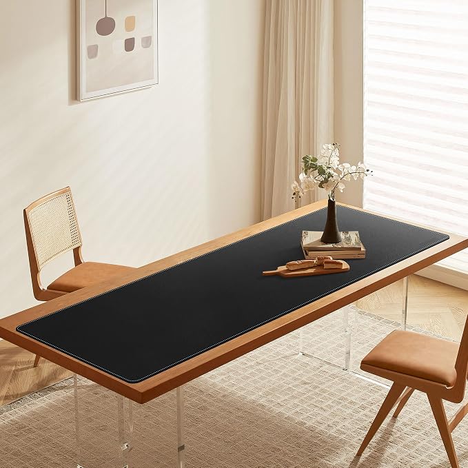 CENNBIE Leather Desk Mat Large, 63" x 19.6" Desk Pad Blotter Protector, Extended Non-Slip Mouse Pad, Waterproof PU Leather Large Mouse pad for Desk Office and Home (Black)