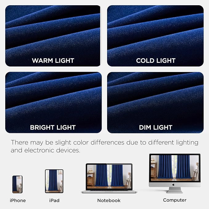 Joydeco Royal Blue 100% Blackout Curtains 120 Inch 2 Panels, Luxury Thermal Royal Blue Velvet Curtains for Bedroom Living Room, Soundproof Blackout Window Drapes, Rod Pocket & Back Tab (52W x 120L)
