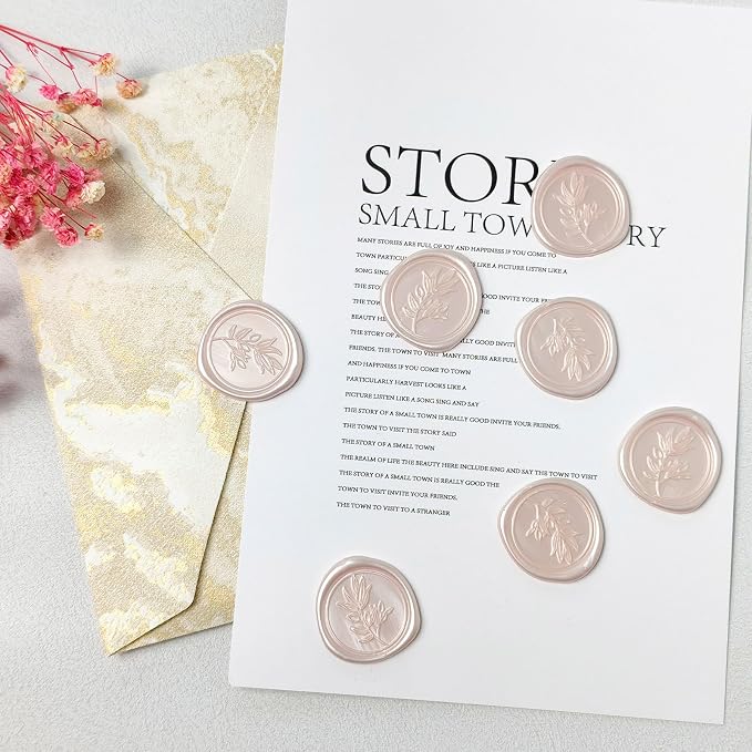 50Pcs Champagne Self-Adhesive Wax Seal Stickers - Wax Seal Perfect for Wedding Invitation or Envelope Good Adhesion and Easy to Use, Wedding Invitation Accessories