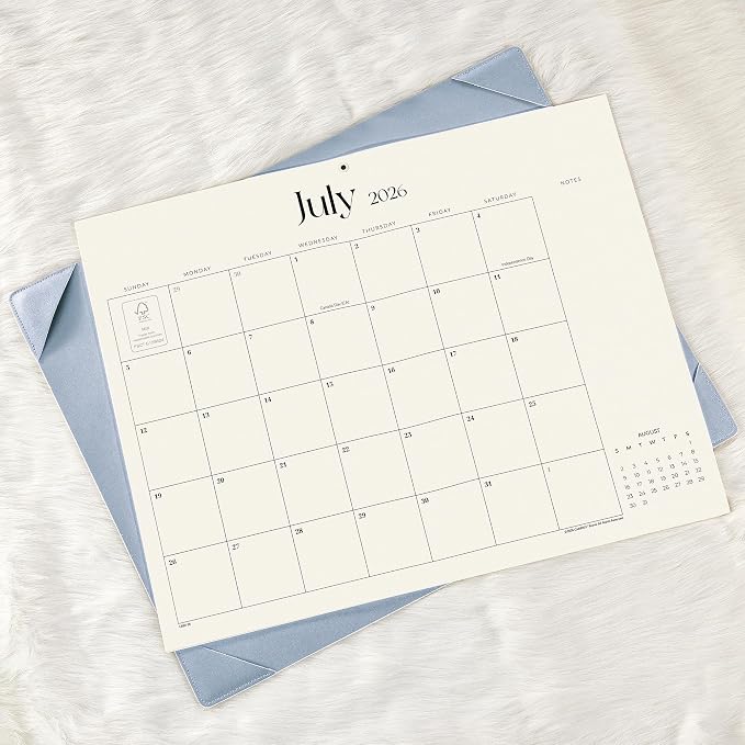 Simplified Desk Calendar 2026 with Desktop Mat, Cabbrix Large Desk Pad Calendar 21" x 16-1/2" Including July 2026 to December 2027 Desk Blotter Calendar for Home School and Office (Blue)