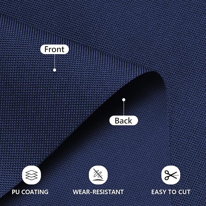 Waterproof Canvas Fabric by The Yard 58inch 600D Upholstery Material Polyester Fabric Outdoor Water Resistant Fabric for Sewing Chair Patio Cushion Purse Bag Interior, 15 Yard Navy Blue