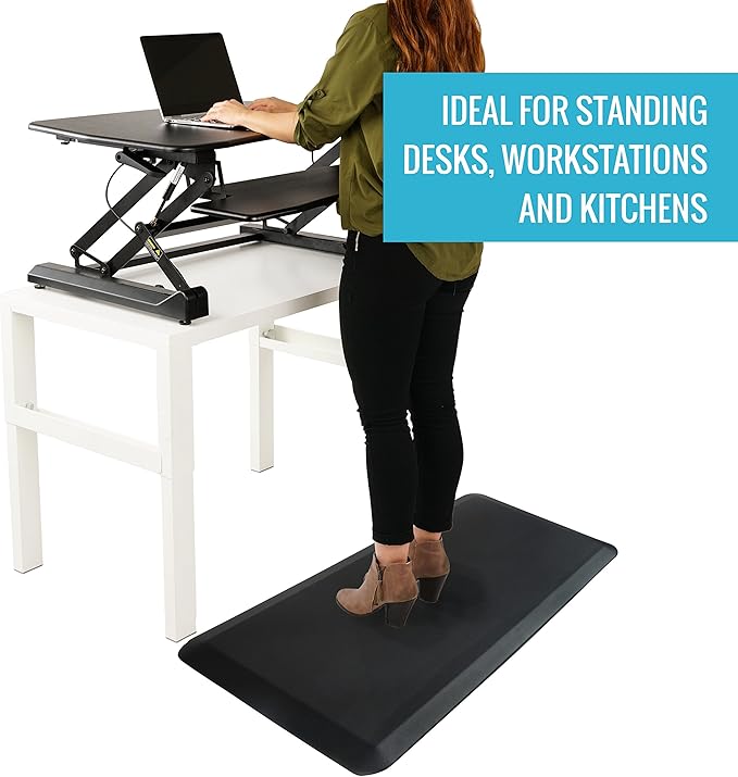 Anti-Fatigue Mat for Standing Desk - Kitchen Mat for Floor, Thick Foam Cushion 3/4" Non-Slip Ergonomic Stain Resistant Mat for Home Office | Large Standing Pad 20 x 32 Inches (Black)